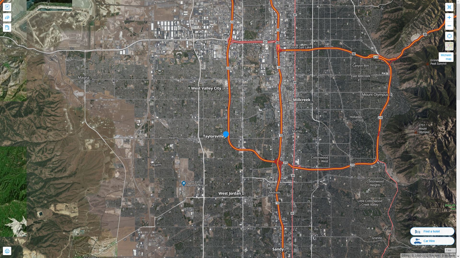 Taylorsville Utah Highway and Road Map with Satellite View